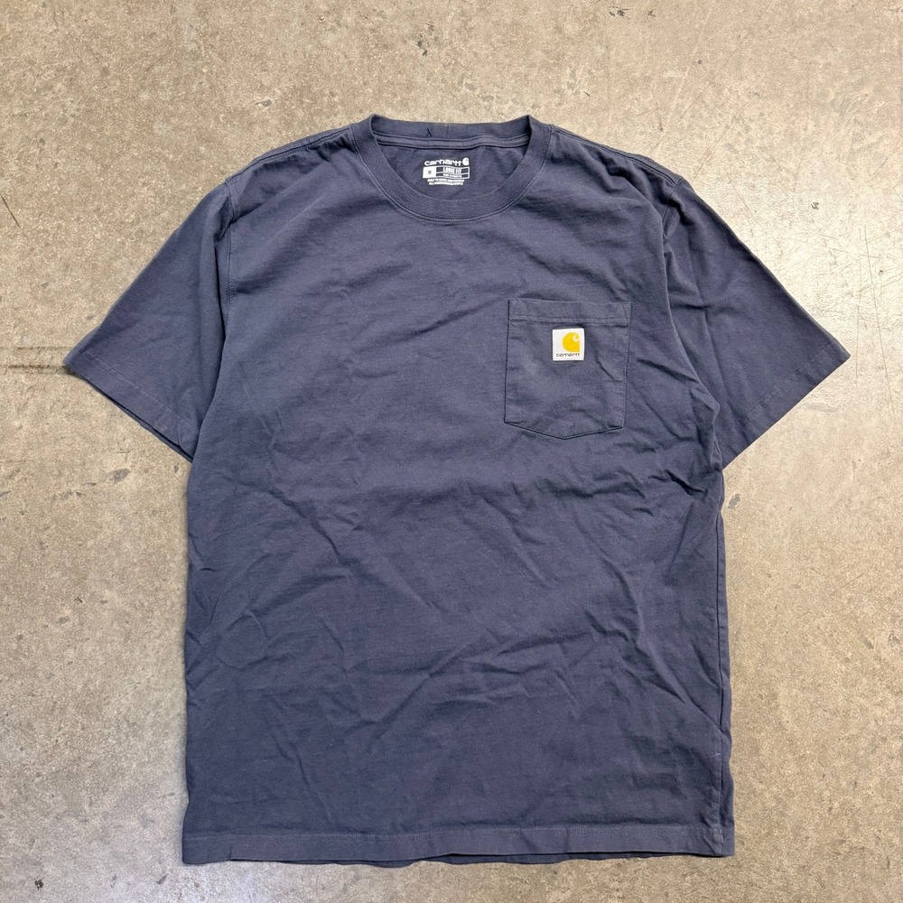 Carhartt Mens Loose Fit Pocket T-Shirt Navy Blue Short Sleeve Size M